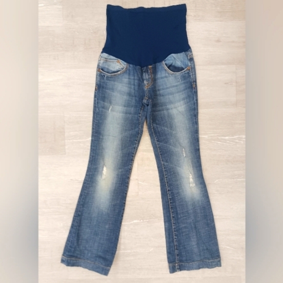 Y2k MATERNITY a Pea in the Pod Blue Maternity Jeans Elastic Waist size, small - Picture 1 of 3